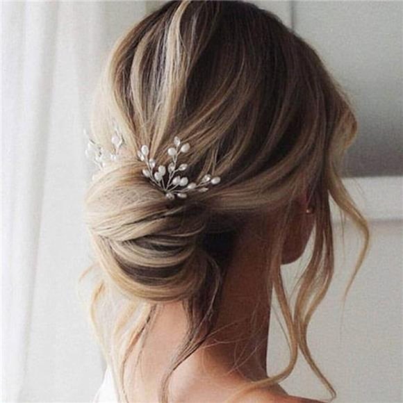 Flower Bridal Hair Pins | Crystal Wedding Hair Accessories - Picture 1 of 7